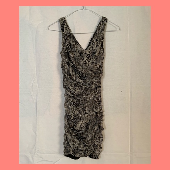 Ruched Faux Snakeskin Party Dress - Picture 1 of 2